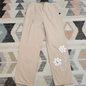 NoraCora Casual Cream Floral Cotton Pants Size Medium